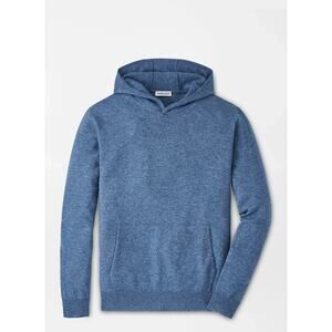 Peter Millar 2XL Conway Wool Cashmere Popover Hoodie Vintage Indigo $325 NWT